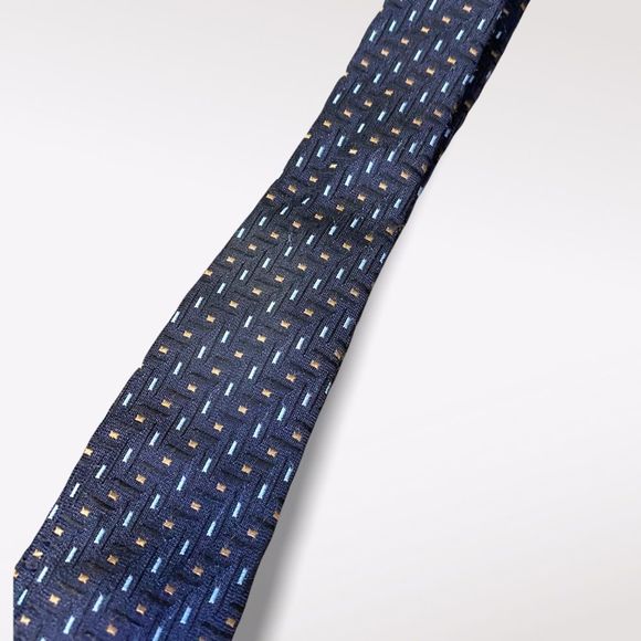 Bellissimo | Midnight Blue Patterned 100% Silk Tie - Picture 6 of 7